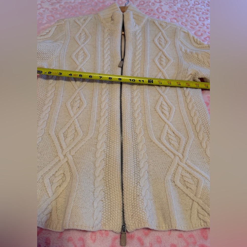 Ralph Lauren Lambs Wool Cream Cable Knit Sweater Cardigan Size: M - Picture 5 of 10